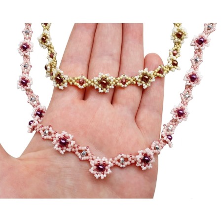 Beaded Flower Necklace How-To, "Molly" Bead Design, Easy-to-Follow PDF Tutorial