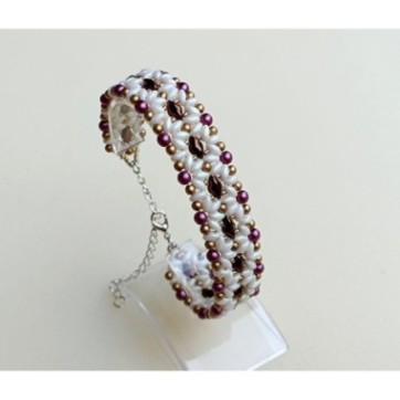 DIY Handmade Bracelet, Beaded Wrist Band with Czech Beads, "Telly" PDF Beading Tutorial