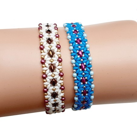 DIY Handmade Bracelet, Beaded Wrist Band with Czech Beads, "Telly" PDF Beading Tutorial