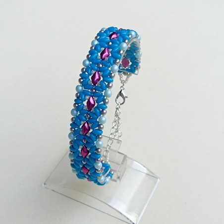 DIY Handmade Bracelet, Beaded Wrist Band with Czech Beads, "Telly" PDF Beading Tutorial