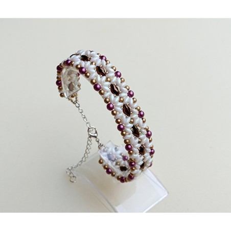 DIY Handmade Bracelet, Beaded Wrist Band with Czech Beads, "Telly" PDF Beading Tutorial