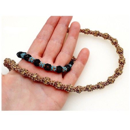 Beaded Rope DIY with Seed Beads and Crystals, Beading Jewelry Design, "Ari" PDF Beadwork Pattern