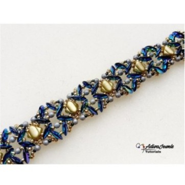 Tutorial for Bead Woven Bracelet with MobyDuo beads, Beaded Jewelry DIY, Beadwork Design, "Aiana" PDF Beading Pattern 2