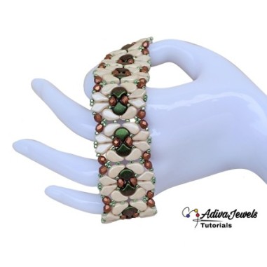 Beaded Pattern DIY for Wide Bracelet, Czech Beads Design, "Allegra" PDF Beading Tutorial
