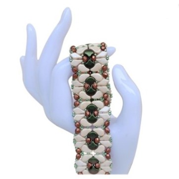 Beaded Pattern DIY for Wide Bracelet, Czech Beads Design, "Allegra" PDF Beading Tutorial 2