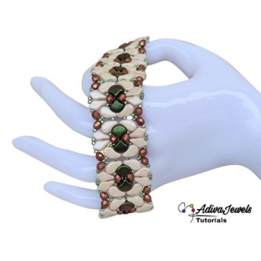 Beaded Pattern DIY for Wide Bracelet, Czech Beads Design, "Allegra" PDF Beading Tutorial