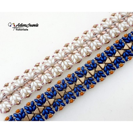 Bead Weaving Pattern for Wide, Beaded Bracelet, "Nina" PDF Beading Tutorial