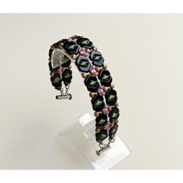 DIY Beading Patterns for Bracelets with Czech Chevron Duo Beads, "Vera" PDF Beadwork Tutorial