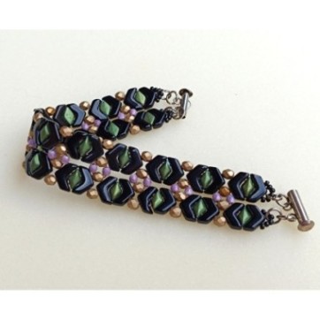 DIY Beading Patterns for Bracelets with Czech Chevron Duo Beads, "Vera" PDF Beadwork Tutorial 2