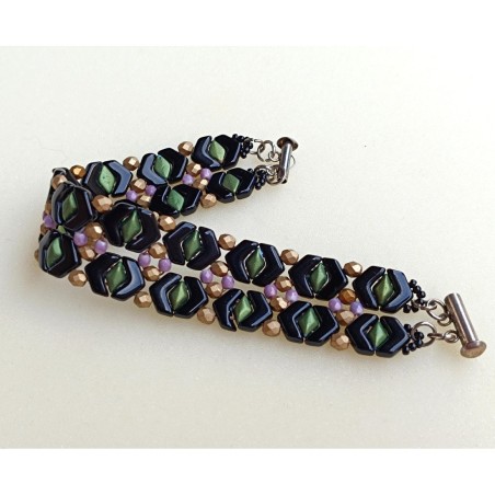 DIY Beading Patterns for Bracelets with Czech Chevron Duo Beads, "Vera" PDF Beadwork Tutorial