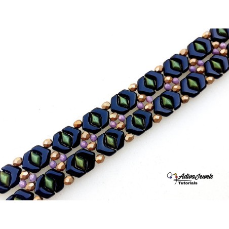 DIY Beading Patterns for Bracelets with Czech Chevron Duo Beads, "Vera" PDF Beadwork Tutorial