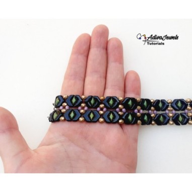DIY Beading Patterns for Bracelets with Czech Chevron Duo Beads, "Vera" PDF Beadwork Tutorial