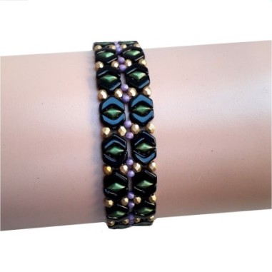 DIY Beading Patterns for Bracelets with Czech Chevron Duo Beads, "Vera" PDF Beadwork Tutorial