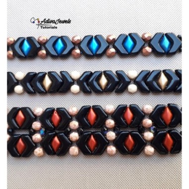 DIY Beading Patterns for Bracelets with Czech Chevron Duo Beads, "Vera" PDF Beadwork Tutorial