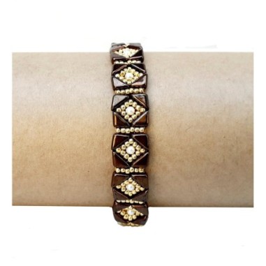 Beading Pattern for Narrow Ethnic Beaded Bracelet, Jewelry Design Idea, "Ethno" PDF Bead Weaving Tutorial