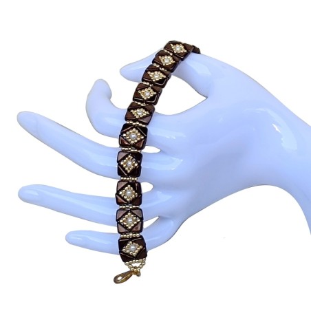 Beading Pattern for Narrow Ethnic Beaded Bracelet, Jewelry Design Idea, "Ethno" PDF Bead Weaving Tutorial