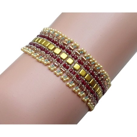 DIY Wide Beaded Bracelet Patern, Beadwork Project, Jewelry Making Guide, "Ada" PDF Tutorial