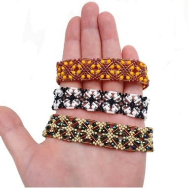 Bead Weaving Pattern for Wide Bracelet, Beaded Wrist Band, "Bia" PDF Beading Tutorial