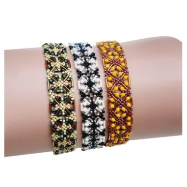 Bead Weaving Pattern for Wide Bracelet, Beaded Wrist Band, "Bia" PDF Beading Tutorial