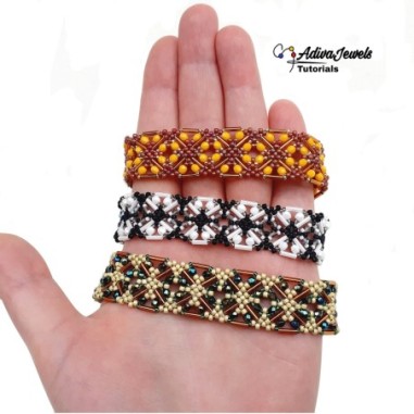 Bead Weaving Pattern for Wide Bracelet, Beaded Wrist Band, "Bia" PDF Beading Tutorial