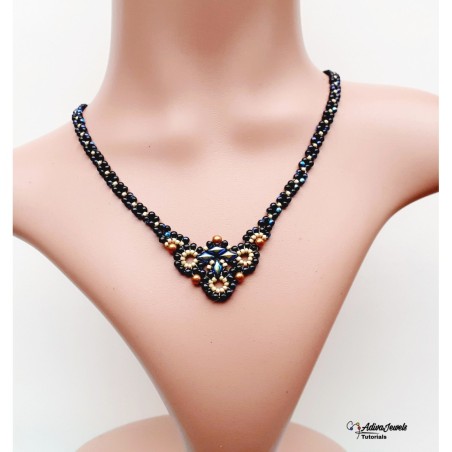 DIY Necklace Pattern, Centerpiece Necklace Tutorial, Bead Weaving PDF, Beadwork Design Idea, "Misty" Jewelry Tutorial