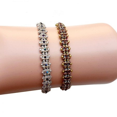 Tutorial for Beaded Bracelet with Crystals, Elegant Jewelry DIY, "Samy" PDF Beadwork Pattern