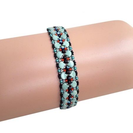 DIY Beaded Wrist Band Tutorial, Bracelet Design, "Letty"  PDF Bead Weaving Pattern