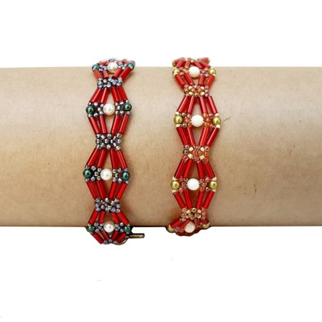 Jewelry Tutorial with Bugle Beads, DIY Beaded Bracelet and Earrings, "Aida" PDF Beadwork Pattern