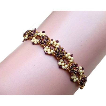 Tutorial for DIY Beaded Bezeled Crystals, Elegant Bracelet Design, "Hugs" PDF Beading Pattern