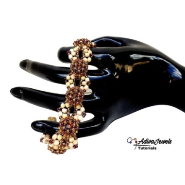 Tutorial for DIY Beaded Bezeled Crystals, Elegant Bracelet Design, "Hugs" PDF Beading Pattern