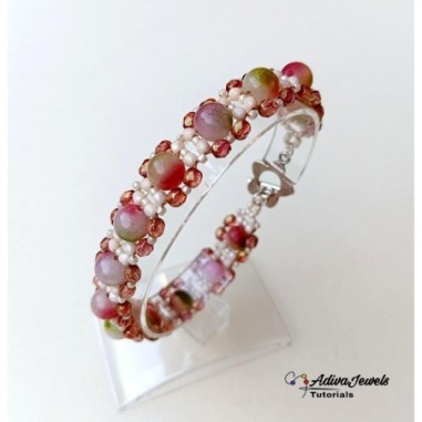 Beaded Bracelet Making, Beading with Gems, DIY Creative Gift, "Lola" PDF Bead Weaving Pattern