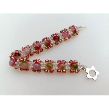 Beaded Bracelet Making, Beading with Gems, DIY Creative Gift, "Lola" PDF Bead Weaving Pattern