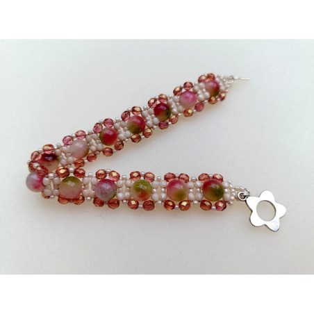 Beaded Bracelet Making, Beading with Gems, DIY Creative Gift, "Lola" PDF Bead Weaving Pattern