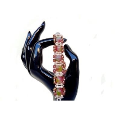 Beaded Bracelet Making, Beading with Gems, DIY Creative Gift, "Lola" PDF Bead Weaving Pattern