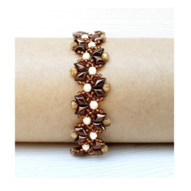 Bracelet Tutorial with Gemduo Beads, Bead Weaving Pattern, "Joy" PDF Beading Project