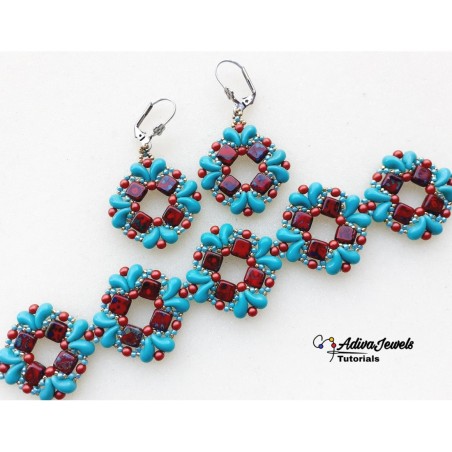DIY Beaded Jewelry Tutorial for Bracelet and Earrings, "Angie" PDF Bead Weaving Pattern