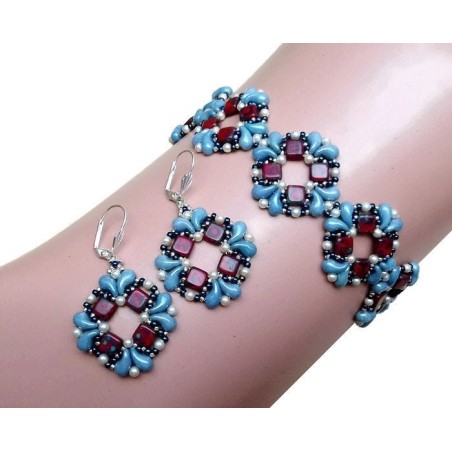 DIY Beaded Jewelry Tutorial for Bracelet and Earrings, "Angie" PDF Bead Weaving Pattern