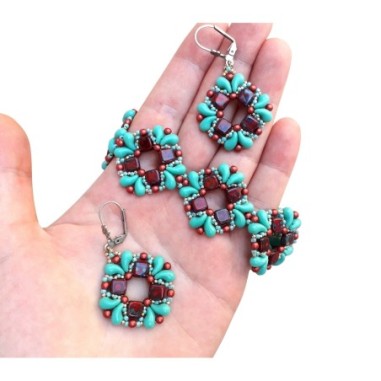 DIY Beaded Jewelry Tutorial for Bracelet and Earrings, "Angie" PDF Bead Weaving Pattern