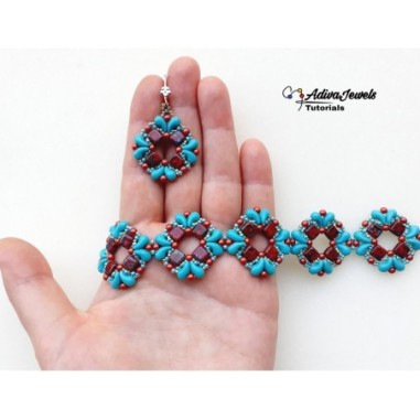 DIY Beaded Jewelry Tutorial for Bracelet and Earrings, "Angie" PDF Bead Weaving Pattern