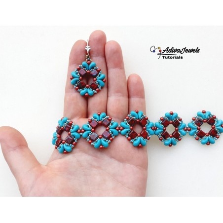 DIY Beaded Jewelry Tutorial for Bracelet and Earrings, "Angie" PDF Bead Weaving Pattern