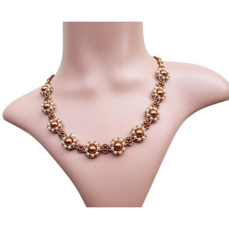 Bead Weaving Pattern for DIY Pearls Necklace and Earrings, Jewelry Making Guide, "Sena" PDF Beading Tutorial