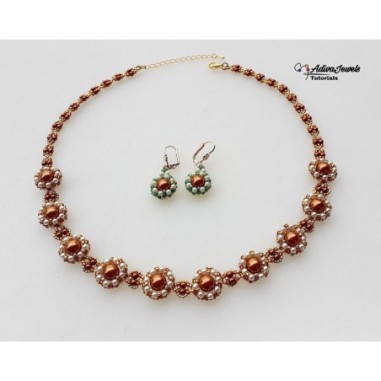 Bead Weaving Pattern for DIY Pearls Necklace and Earrings, Jewelry Making Guide, "Sena" PDF Beading Tutorial