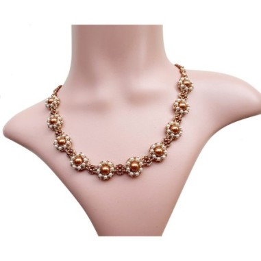 Bead Weaving Pattern for DIY Pearls Necklace and Earrings, Jewelry Making Guide, "Sena" PDF Beading Tutorial