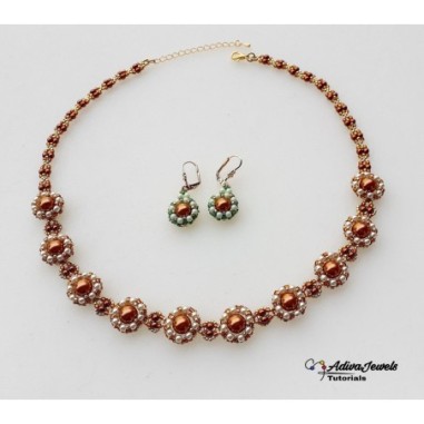 Bead Weaving Pattern for DIY Pearls Necklace and Earrings, Jewelry Making Guide, "Sena" PDF Beading Tutorial