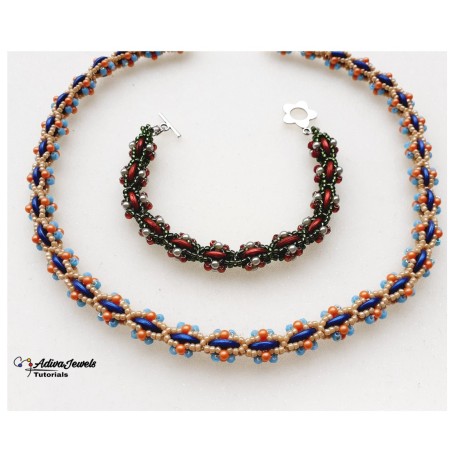 DIY Beaded Rope, Beads Necklace or Bracelet Pattern, "Yara" PDF Beading Tutorial