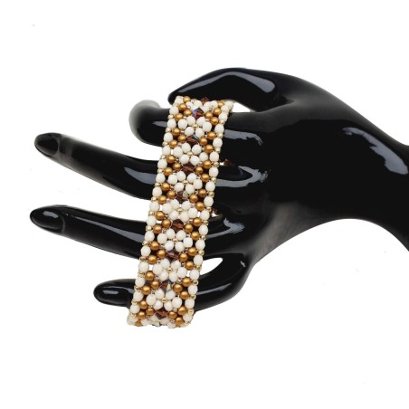 Beaded Bracelet Tutorial with Crystals and Pearls, Beadwork Idea, "Milly" PDF Beading Pattern
