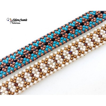 Beaded Bracelet Tutorial with Crystals and Pearls, Beadwork Idea, "Milly" PDF Beading Pattern