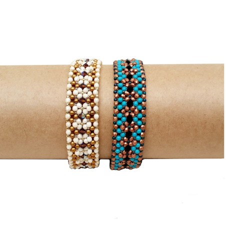 Beaded Bracelet Tutorial with Crystals and Pearls, Beadwork Idea, "Milly" PDF Beading Pattern