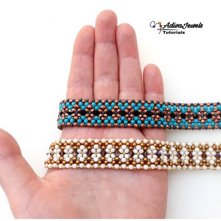 Beaded Bracelet Tutorial with Crystals and Pearls, Beadwork Idea, "Milly" PDF Beading Pattern
