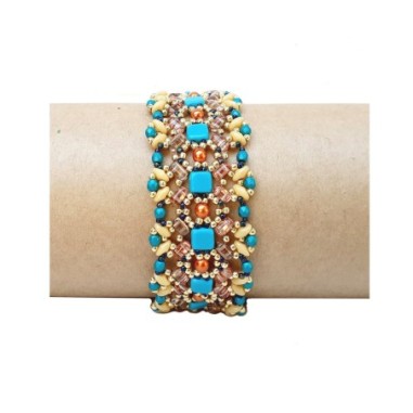 Beaded Wide Cuff Bracelet Pattern DIY, Beadwork Design, "Lana" PDF Beading Tutorial